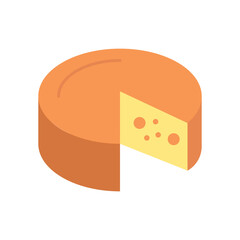 Gouda Cheese Flat Color Icon: Dairy Food and Cooking Ingredient