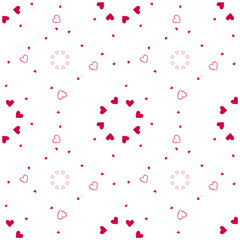 Seamless pattern with red hearts on a white background