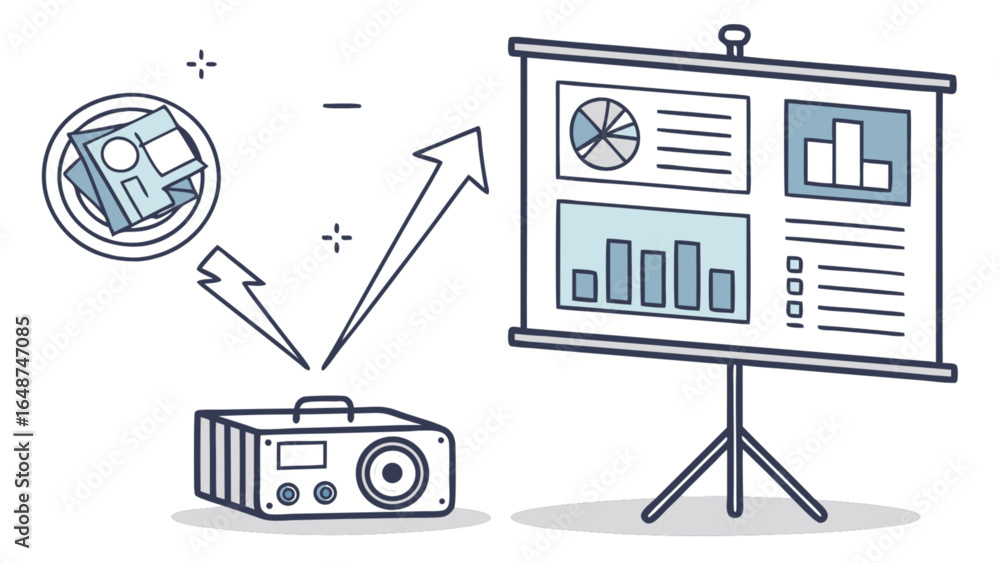 Poster presentation projector for business data analysis and financial report presentation and company meet
