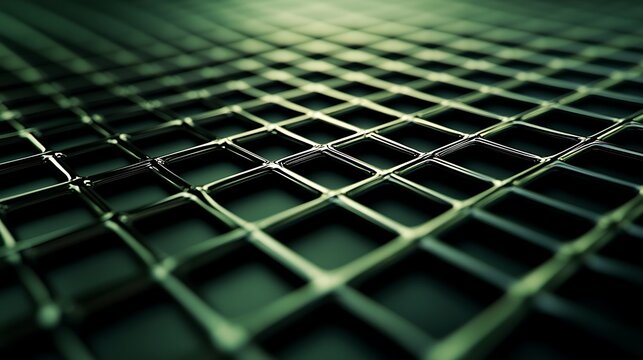 Close-up macro shot of a green net background pattern on a black acoustic guitar fretboard with metal strings