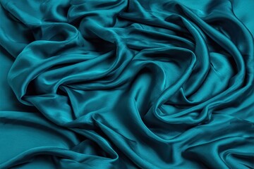 Obraz premium Teal silk fabric draped in elegant folds