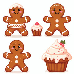 Cute gingerbread man with icing