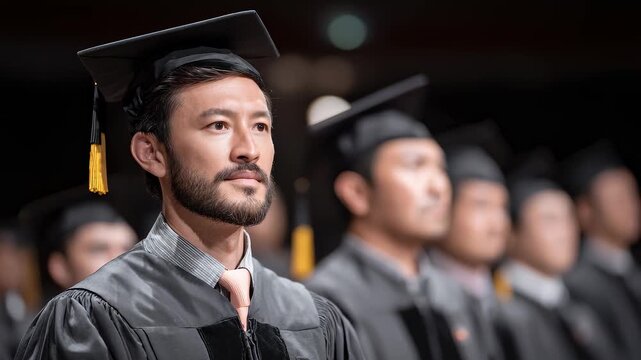 Confident Asian Graduates at Graduation Ceremony