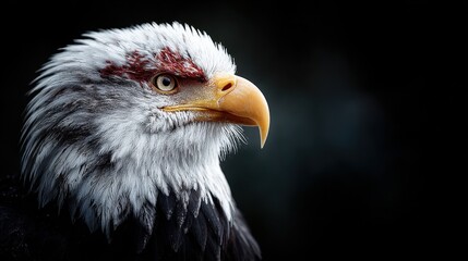 Fototapeta premium Majestic Bald Eagle Portrait with Intense Gaze and Detailed Plumage
