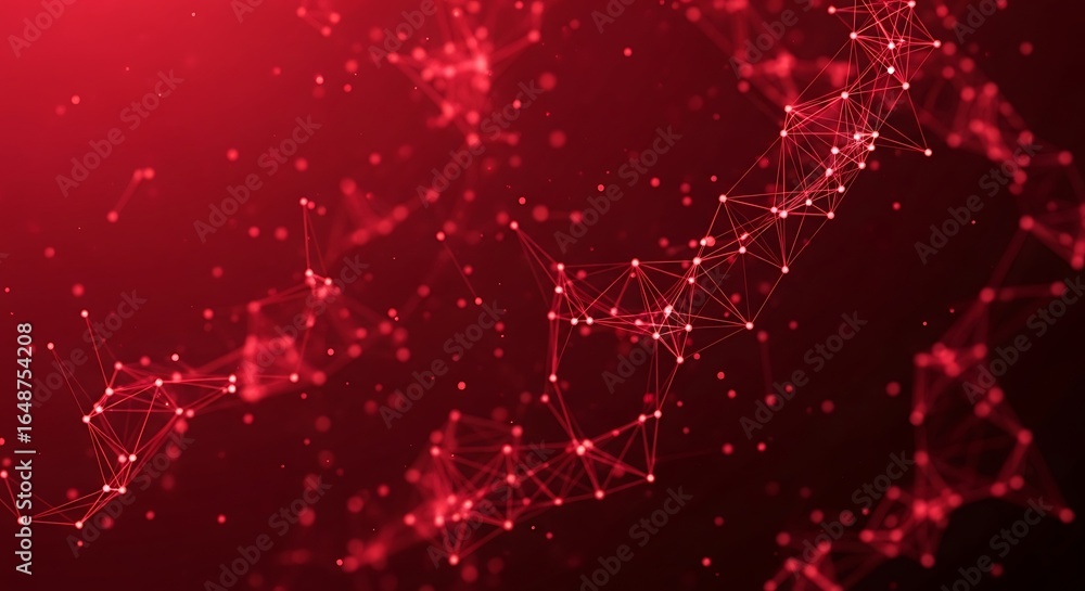 Aufkleber abstract red digital network pattern made of glowing particles and lines