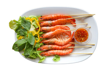 Grilled Prawn Skewers with Spicy Thai Seafood Sauce

