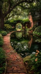 Fototapeta premium Stone Path Through Enchanted Garden