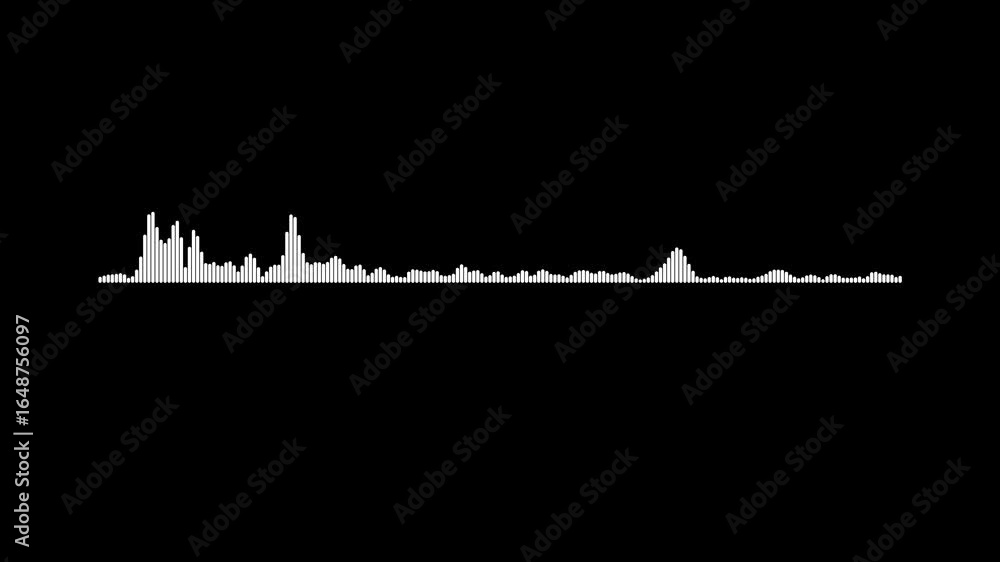 Poster white sound waveform visualization abstract audio spectrum display on black background dynamic