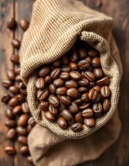 coffee beans on burlap