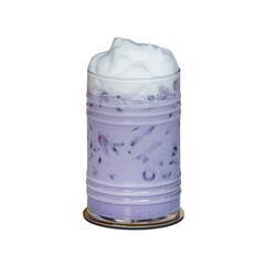 Iced taro milk drink with foam topping
