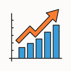 Obraz premium Increasing business growth chart with rising arrow graph showing success and progress in finance and statistics