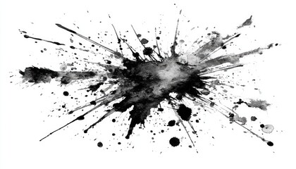 Abstract ink splatter explosion on white