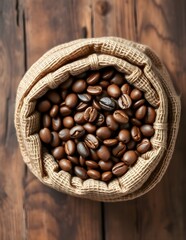 coffee beans on wooden background