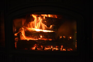wood burning in fireplace