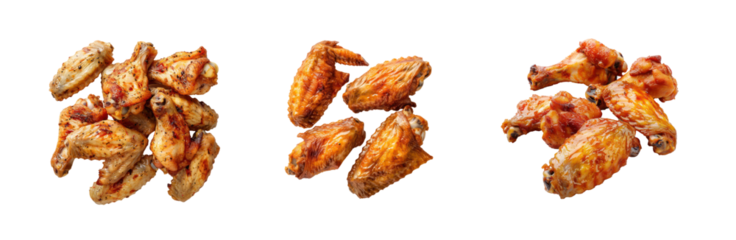 chicken wings top view full length isolate on white background
