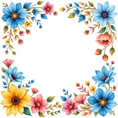Obraz premium Colorful Floral Frame Design with Various Flowers and Leaves