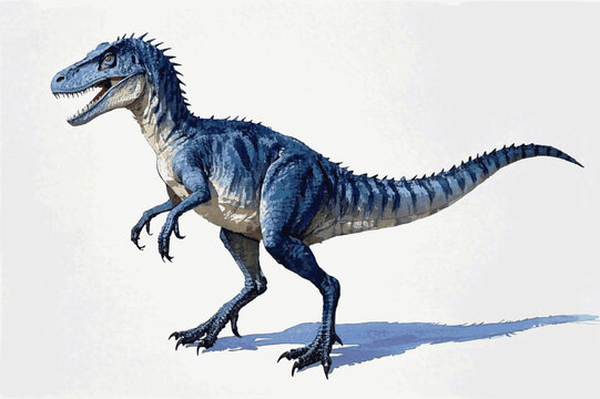 Jurassic Bloom Velociraptor mongoliensis dinosaur isolated watercolor vector illustration svg