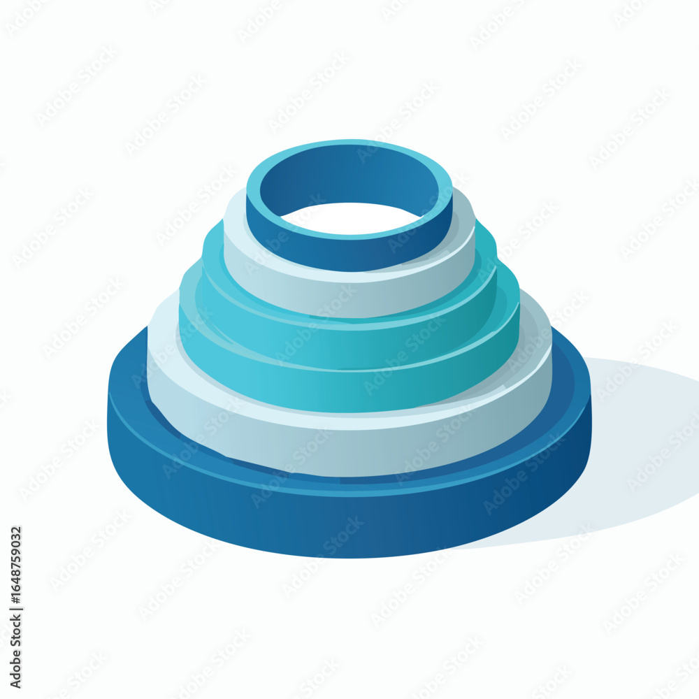 Poster isometric blue circular data hierarchy chart