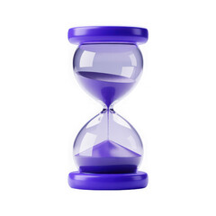 urple hourglass with sand 3d render icon in cartoon plastic style minima isolated on white and transparent background.