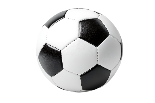 Classic black and white soccer ball isolated on transparent background - Powered by Adobe