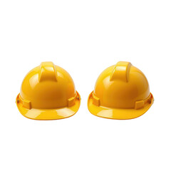 Fototapeta premium Two Bright Yellow Hard Hats Isolated on a Transparent background