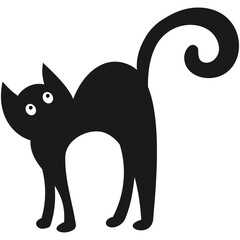 black cat halloween cute kawaii flat icon.