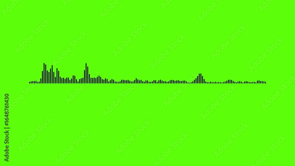Poster black audio waveform equalizer bars on a vibrant green screen background representing sound waves