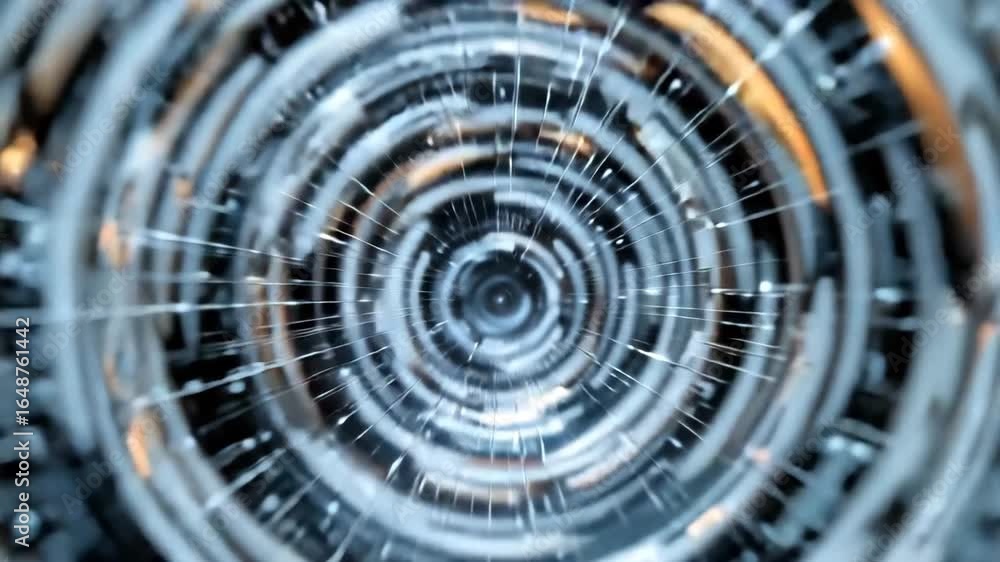 Poster cybernetic tunnel of technology: a mesmerizing abstract illustration of a technological tunnel, evok