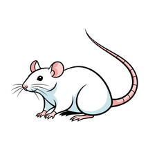 Fototapeta premium Adorable cartoon illustration of a white laboratory mouse sitting and looking alert and curious