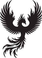 Obraz premium Majestic black phoenix silhouette rising with powerful wings