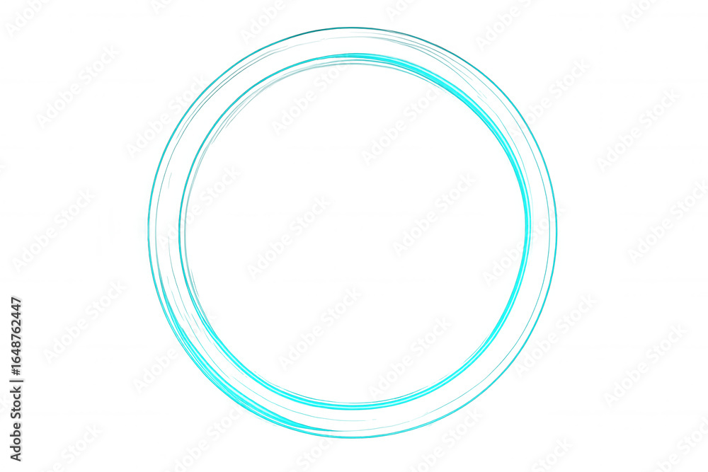 Aufkleber double glowing turquoise circle swirling on a transparent background, creating a futuristic and tech