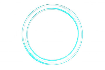 Double glowing turquoise circle swirling on a transparent background, creating a futuristic and technological design element