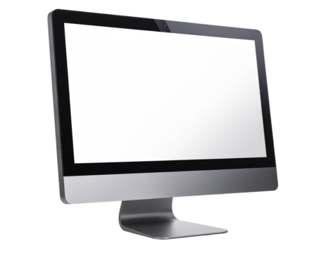  Angled Side View of Computer Monitor with Adjustable Stand, Isolated