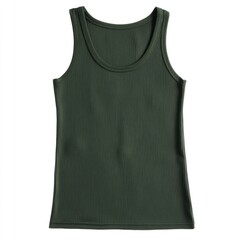 Dark green tank top with a square neckline comfortable clothing ribbed.