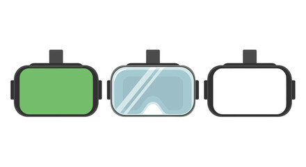 Obraz premium Virtual reality headsets with various screen displays for immersive experiences and futuristic technology