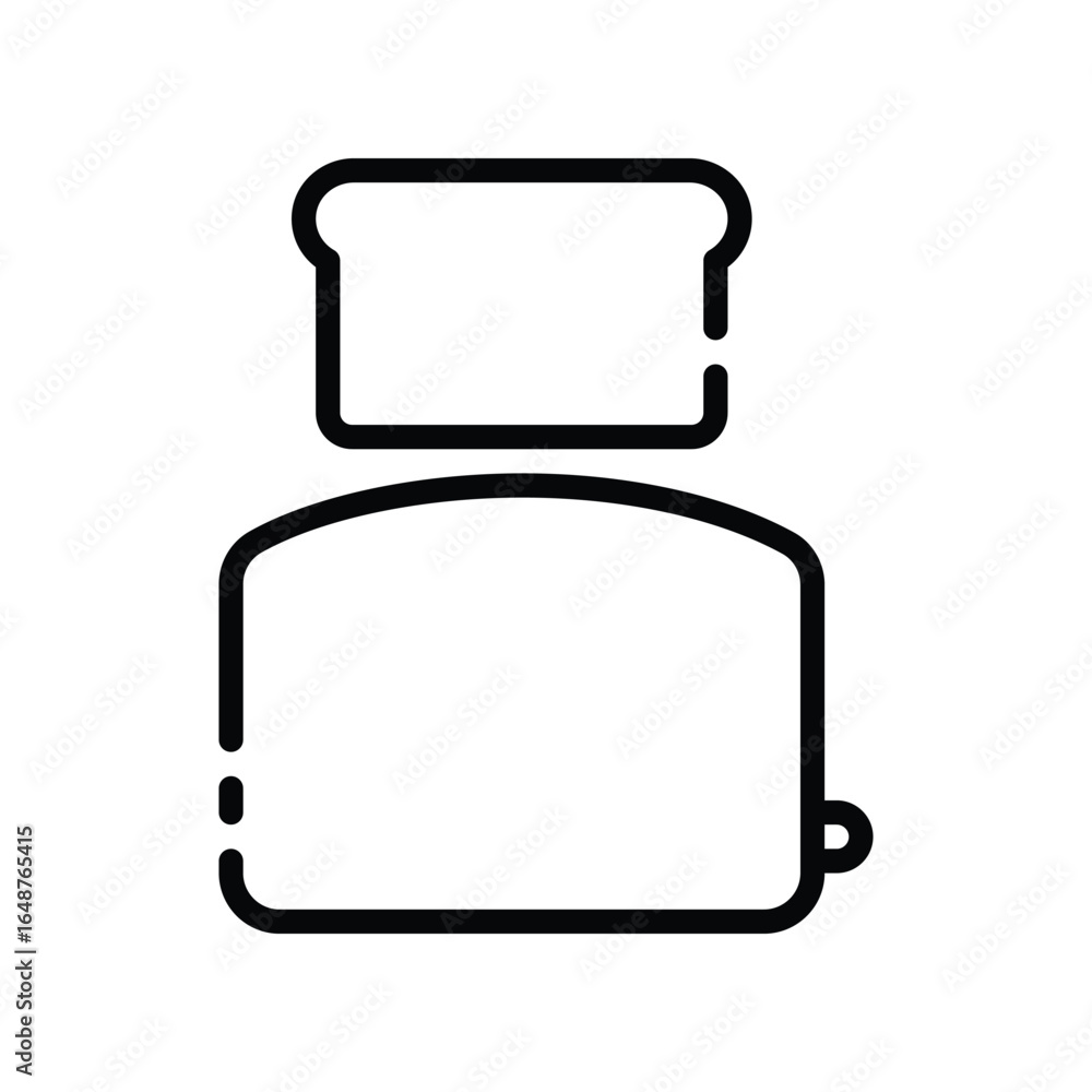 Poster a simple line drawing of a toaster with a slice of toast popping out. editable stroke