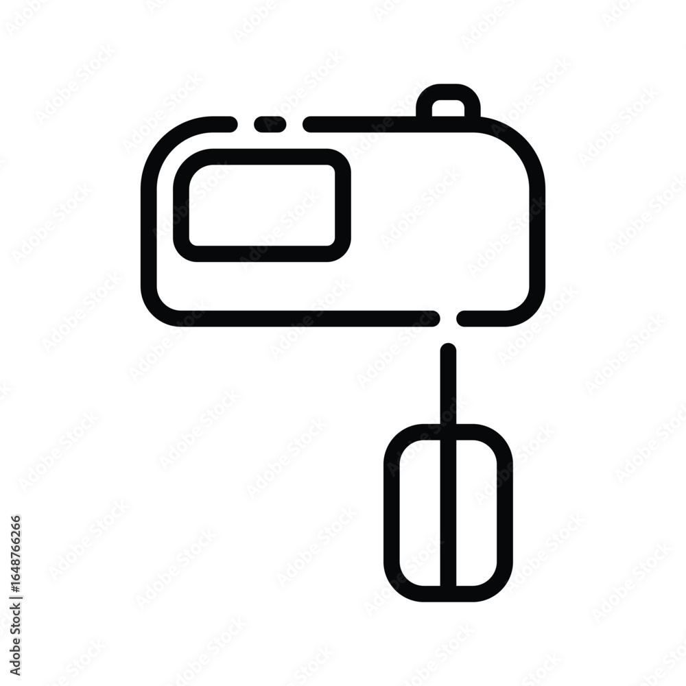 Poster outline of a hand mixer with basic features like a control panel handle and one beater visible. edit