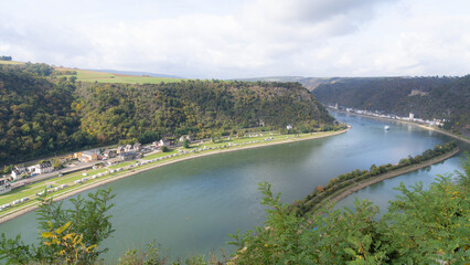 Autumn View of the River Rhine. High quality photo