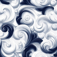 2D illustration of a tileable pattern of abstract swirls isolated on a white transparent background