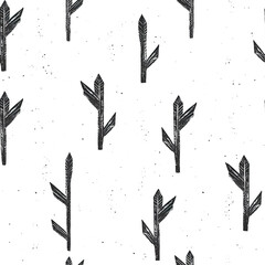 2D illustration of a tileable pattern of hand-drawn arrows isolated on a white transparent background