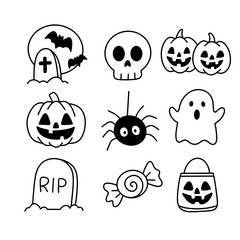minimal halloween icons line art set 6