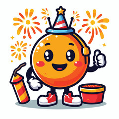 Happy New Year fireworks mascot