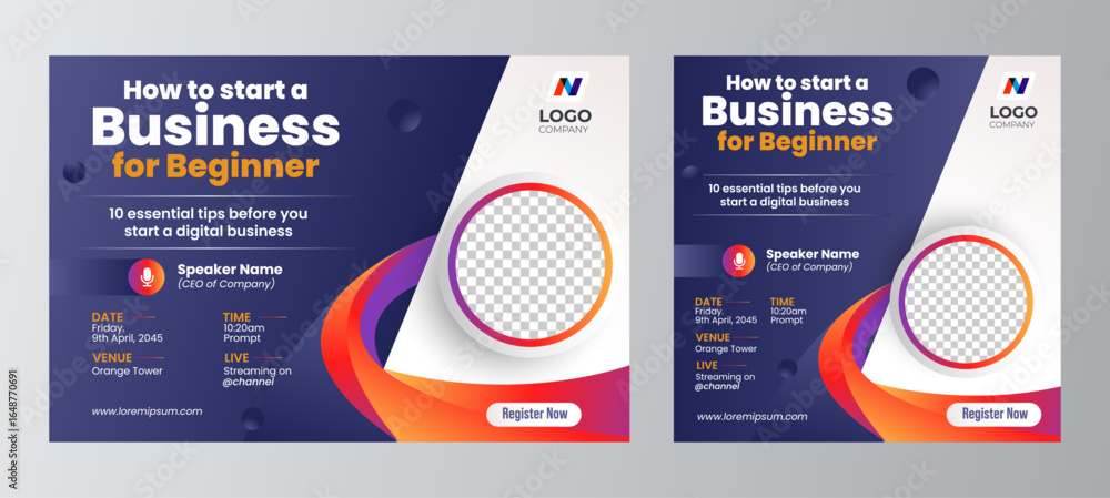 Canvas Prints digital marketing workshop banner and social media template design. vector
