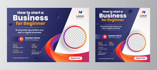 Digital Marketing Workshop banner and social media template design. vector