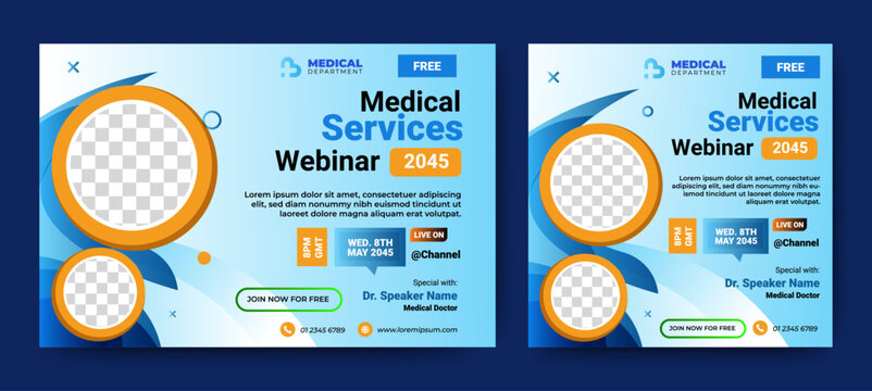 Medical or Healthcare webinar banner template and social media post. vector