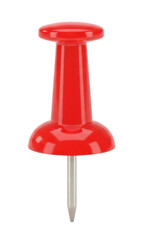 Red push pin standing upright on a transparent background, cutout PNG