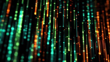 Abstract vertical lines of glowing particles in vibrant colors