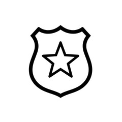 Classic Police Badge Logo With a Star in the Center, Thick Black Lines, Simple Vector Design
