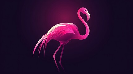 Elegant flamingo illustration in vivid pink tones featuring abstract strokes and a dark background photo