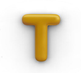 Precious uppercase letter T in realistic style. Isolated template for holiday titles, greetings, names, initials. Vector template with metallic texture and gold glitter